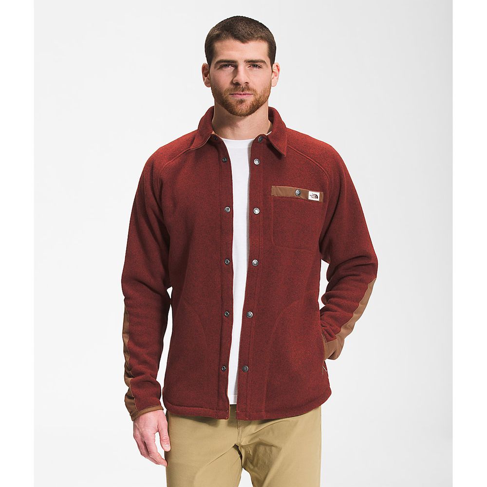 The North Face Fleece Jacket Mens Australia - The North Face Gordon Lyons Shacket Red / Dark Brown (